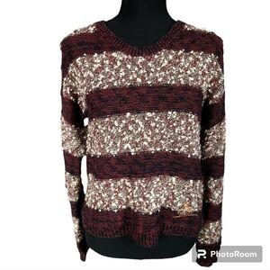 Triple Five Soul Striped Wool Blend Marled Sweater sz S